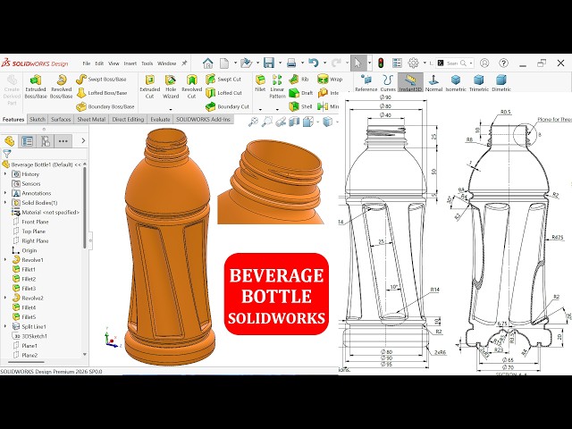 Beverage Bottle Modeling in SolidWorks