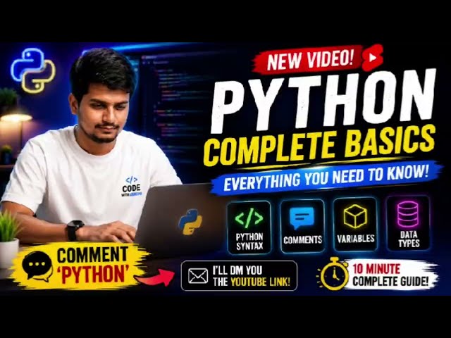Python Syntax, Comments, Variables & Data Types Explained | Python for Beginners | CodeWithVamshi