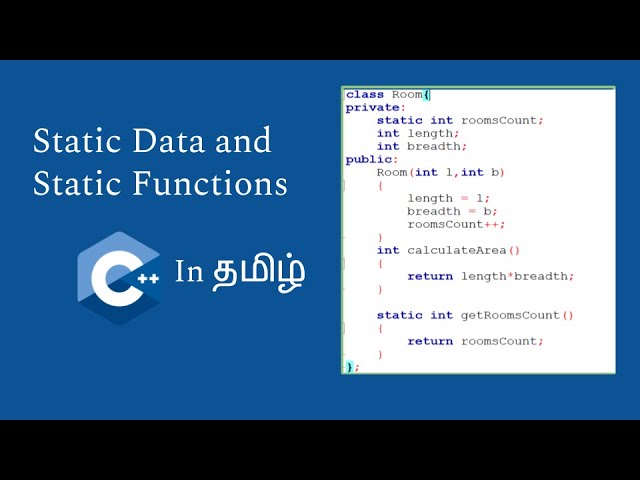 Static Data and Static Functions | C++ in Tamil | Logic First Tamil