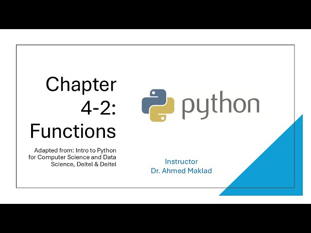 AI Programming: Ch4 – Functions in Python (Lecture 2)