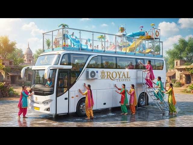 6 Village Girls Transform Giant 2-Decker Bus Into Floating Waterpark & Luxury Jungle Restaurant! 🚌💦