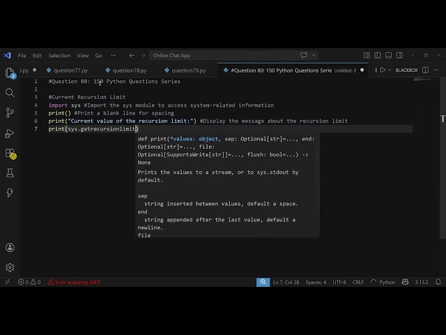 (80) Python Recursion Limit Explained | Get Current Recursion Limit in Python | 150 Python Questions