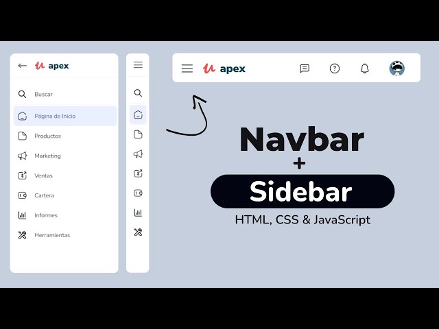 Responsive Sidebar Navigation in HTML, CSS, and Javascript | Sidebar + Navbar