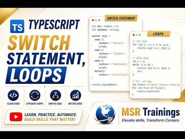 Typescript switch and loops- Session 4 - 🚀 Master Playwright with Typescript