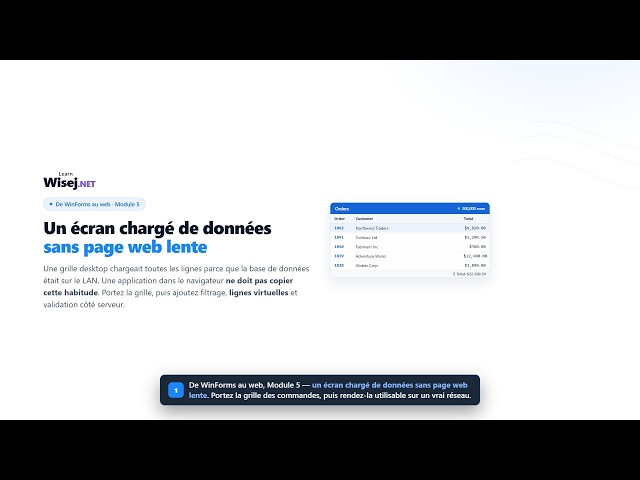 De WinForms au web - Module 5: DataGridView, validation et performances