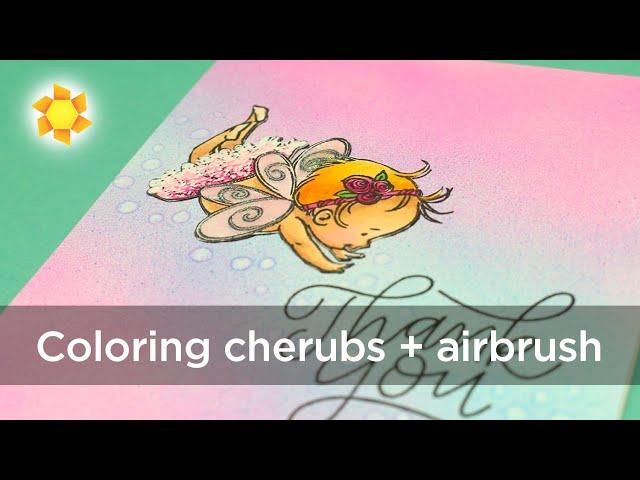 Coloring cherubs + airbrush background #thehumanrainbow
