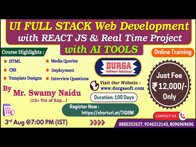 UI FULL STACK Web Development with REACT JS Online Training @ DURGASOFT