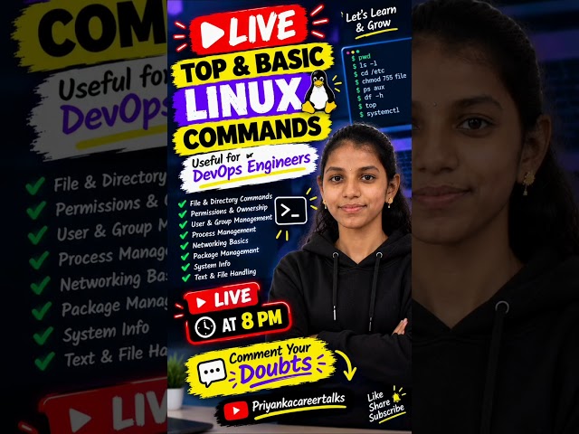 Linux Commands Every DevOps Engineer Should Know! 🐧💻| LIVE Today at 8 PM 🚨