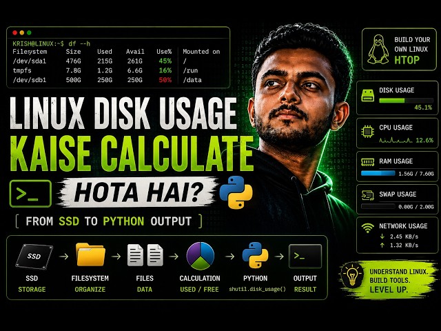 Linux Ko Kaise Pata Chalta Hai Disk Kitni Full Hai? 🤯 | Build Your Own htop #5