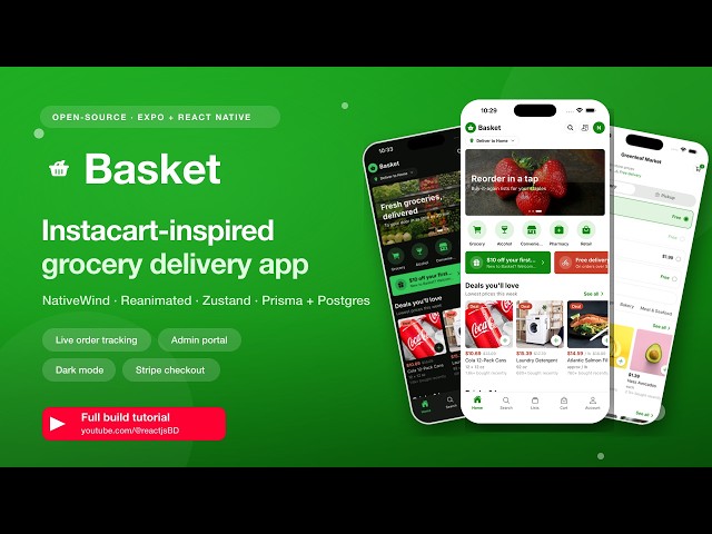 Build a Full Stack Grocery Delivery App with React Native, Expo & NativeWind Free Course