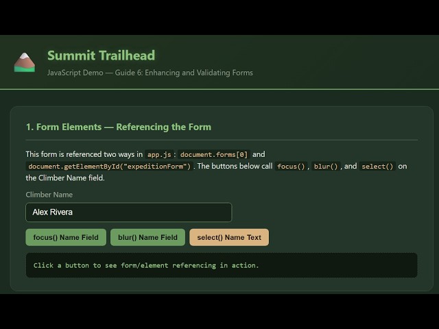 JavaScript Chapter 6 Lecture and Demo - Enhancing and Validating Forms