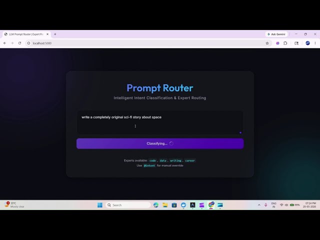 LLM Prompt Router for Intent Classification — Python Flask & OpenAI
