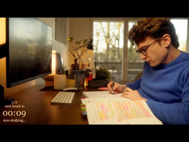 4-HOUR | Study With Me | One break, No music, Deep work