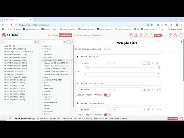 Przykładowe programowanie Ampio Designer 1.42