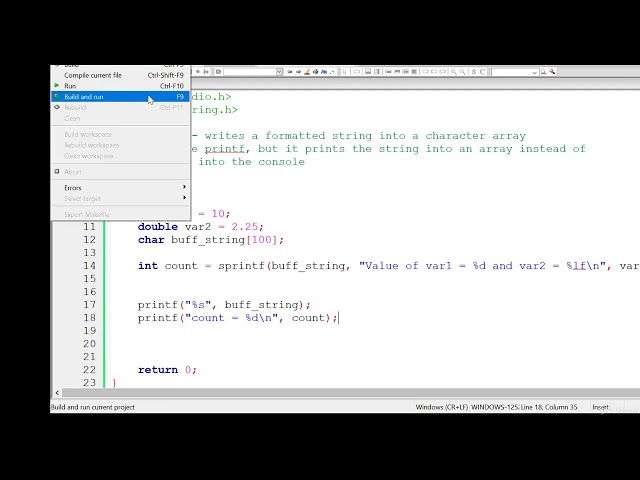 126 sprintf and snprintf   Write formatted string into character array