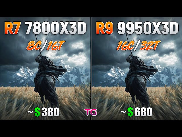 Ryzen 7 7800X3D vs Ryzen 9 9950X3D - Test in 10 Games