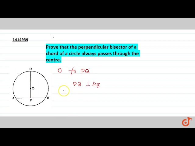 "Prove that   the perpendicular bisector of a chord of a circle always passes through the   centre."