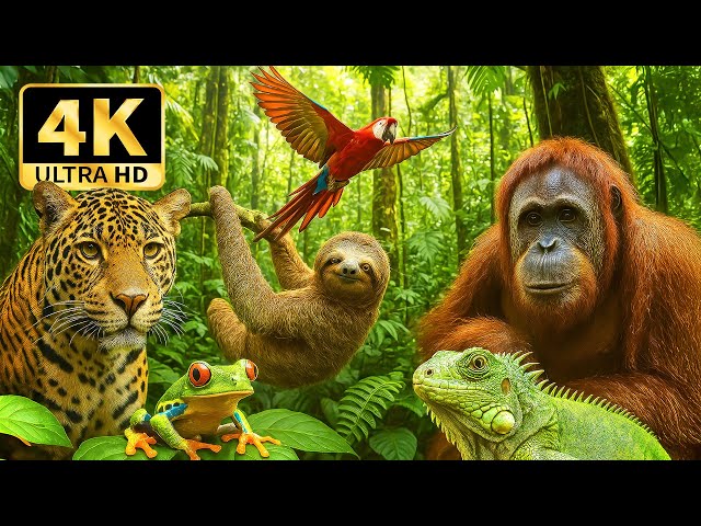 EXPLORE FOREST ANIMALS 4K | with Relaxing Soothing Music