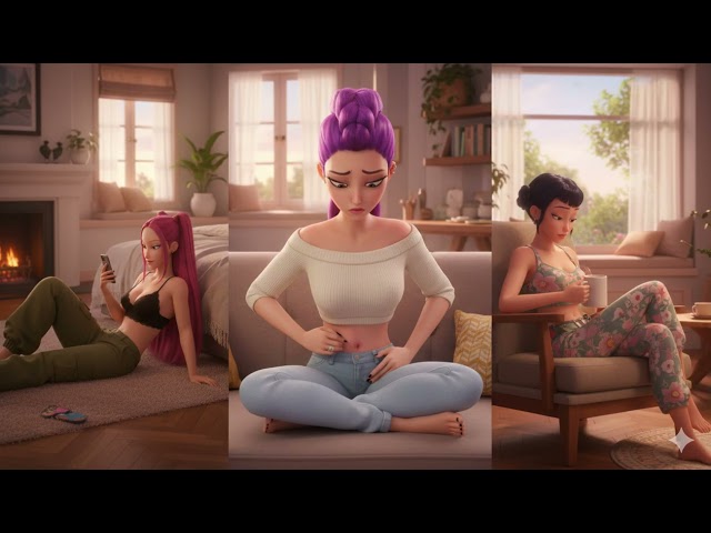 KPop Demon Hunters 2 Rumi discovers a pimple on her stomach and panics, lifting her shirt slightly t