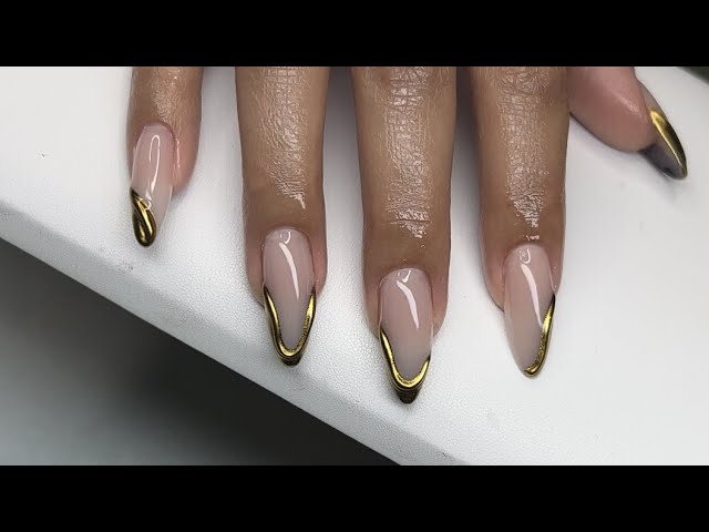 Long Almond Textured 3d Chrome Acrylic Nails