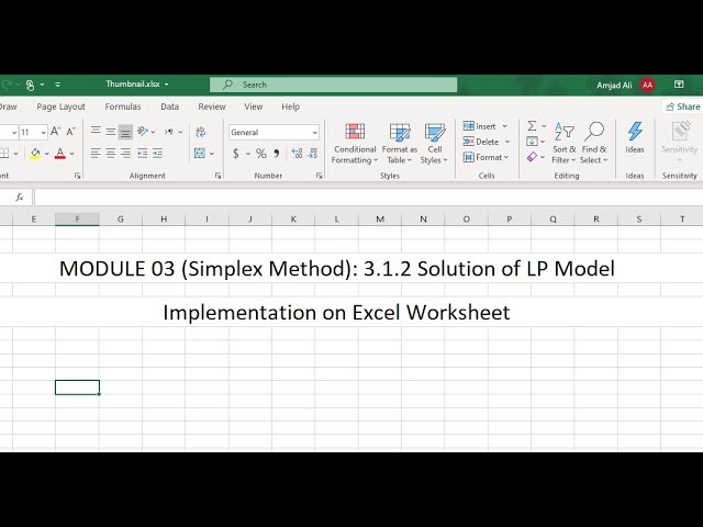 Lec 4 (3) - Simplex Method - Implementation Using Excel