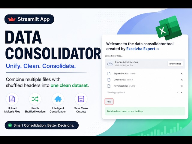 🚀 Merge Any Excel Files in Seconds | Even with Different Headers | Python + Streamlit Project #Excel