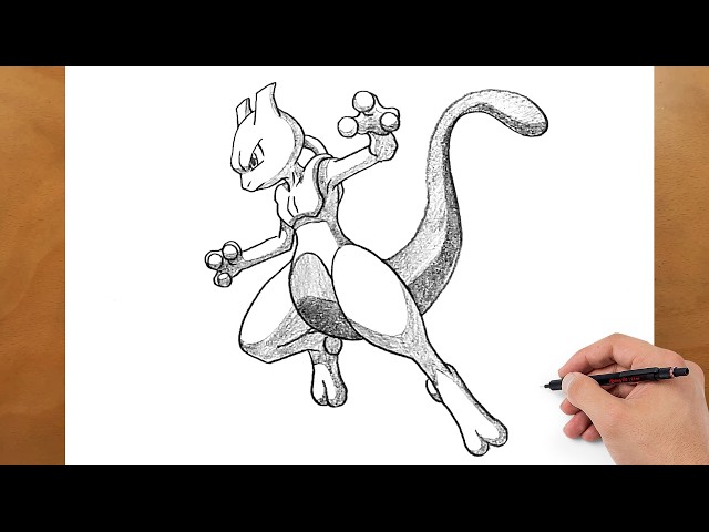 How to Draw Mewtwo Full Body | Pokemon Drawing Step by Step
