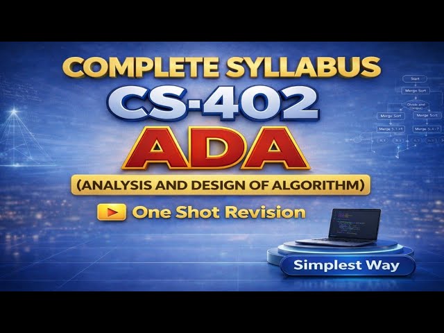 ADA Complete Syllabus  | CS402 One Shot | RGPV|