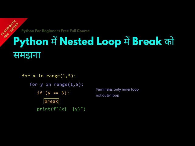 Understanding Break in Nested Loop in Python || Hindi || Lesson 60 || Python For Beginners ||