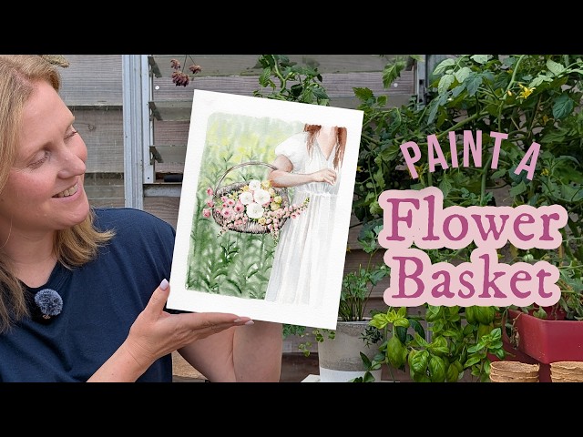 How to Paint a Flower Basket in Watercolour  Easy Watercolour Tutorial