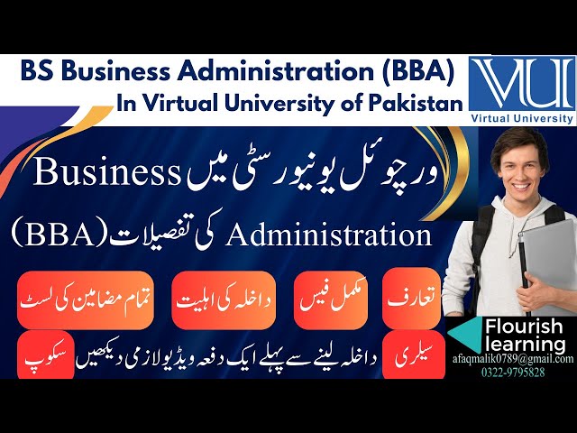 BBA VU/ Virtual University of Pakistan Admission 2024/Business Administration /BBA Scope in Pakistan