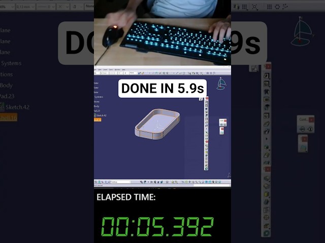 CATIA Speed Modeling in 5.9s 🚀 #catiav5 #cad #3dmodel #engineering #3dprinting #mml #speedmodeling