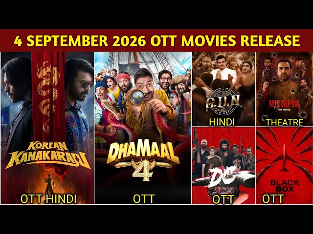 4 September OTT Release Movies & Web Series |  Korean Kanakaraju Hindi OTT | Dhamaal 4 OTT Netflix