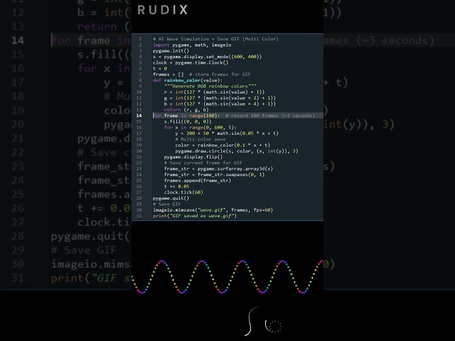 AI Single Line Wave Simulation Multi Color using Python