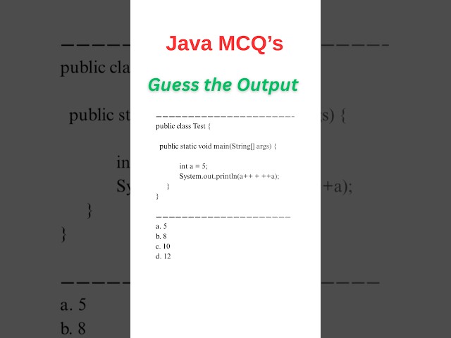 Java MCQ 1 - Java coding MCQ for practice || Java Guess the Output 🤔 | a++ vs ++a | #javashorts