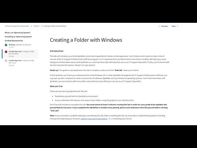 Creating a Folder with Windows | Coursera Google IT support 2023