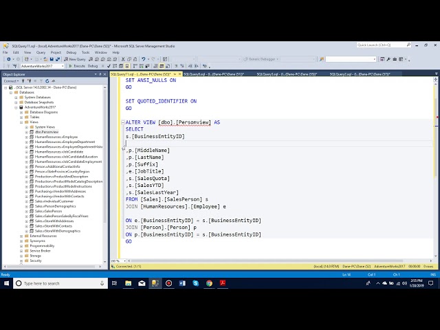 How to alter a view in SQL server manager
