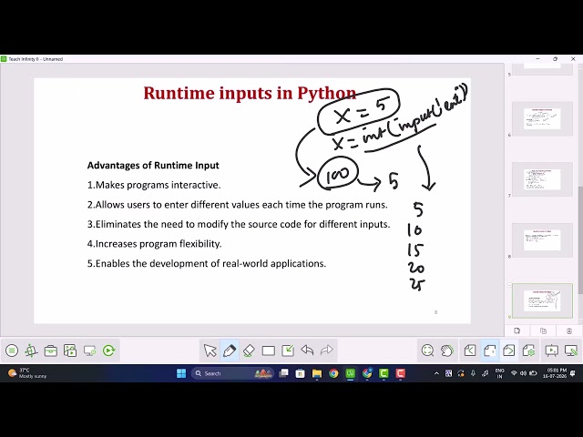 python variables and runtime inputs