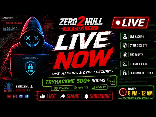 LIVE Hacking Class – From Basics to Advance! 🔥 Ethical Hacking Classes  Road to 500+ Rooms