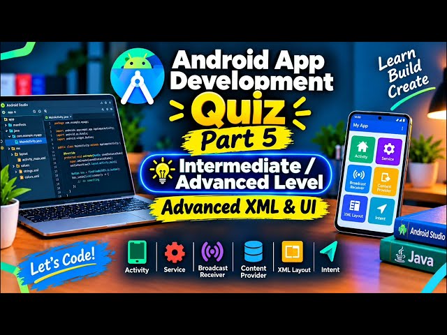 Android App Development Quiz — Part 5 | Advanced XML & UI Questions | Android Studio