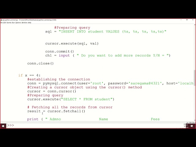 Mysql - Python connectivity