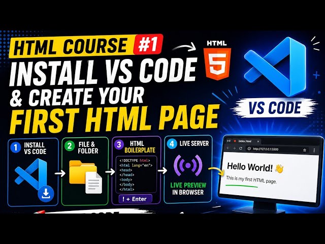 How to Install VS Code & Create Your First HTML Page | HTML Course