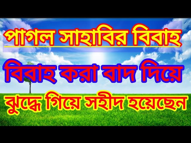 পাগল সাহাবির বিবাহ!বিবাহ করা বাদ দিয়ে ঝুদ্ধে গিয়ে সহীদ হয়েছেন