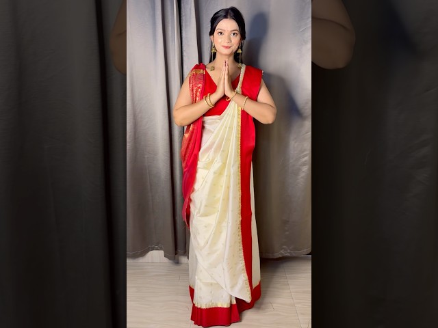 Bengali saree draping ✨ #shorts #saree #sareedraping #bengali #viral #festival #fyp #style #fashion