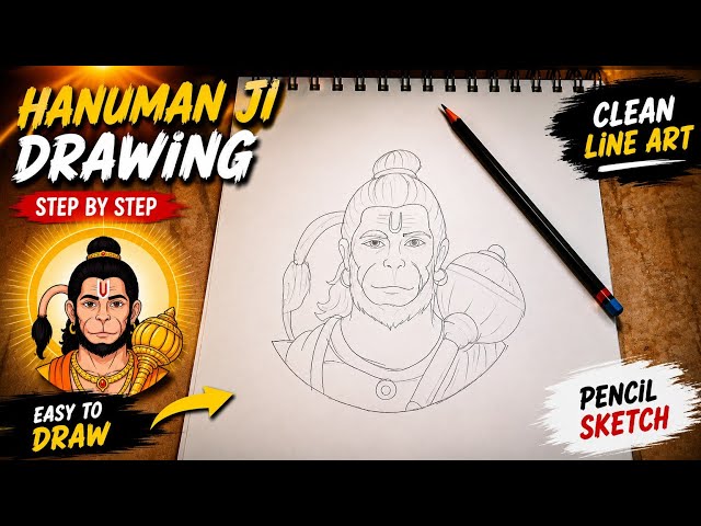 How to Draw Lord Hanuman Step by Step ❤️ | Easy Hanuman Ji Drawing Tutorial | Pencil & Color