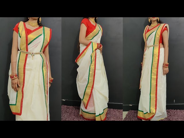 How to wear Bengali style saree step by step / chanderi cotton saree wear /Traditional Bengali Saree