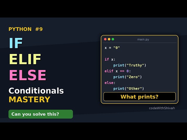 Python If Elif Else — Conditionals Mastery | PyMaster India #9 #Python