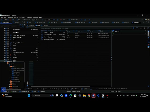 EXEUTE SQL SERVER SCRIPT TO CREATE DATABASE