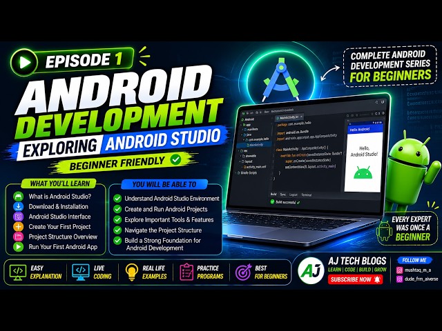 🚀 Episode 1: Android Development – Exploring Android Studio | Complete Beginner Guide
