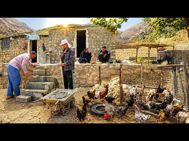 IRAN nomadic life: 🏔️ Nomads Build Stone Steps | DIY Chicken Feeder from Car Tires 🐓🔨